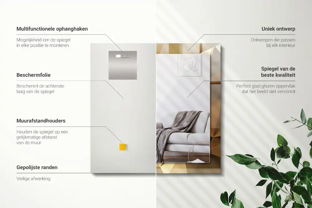 Pravokotne okrasno ogledalo geometrijske oblike