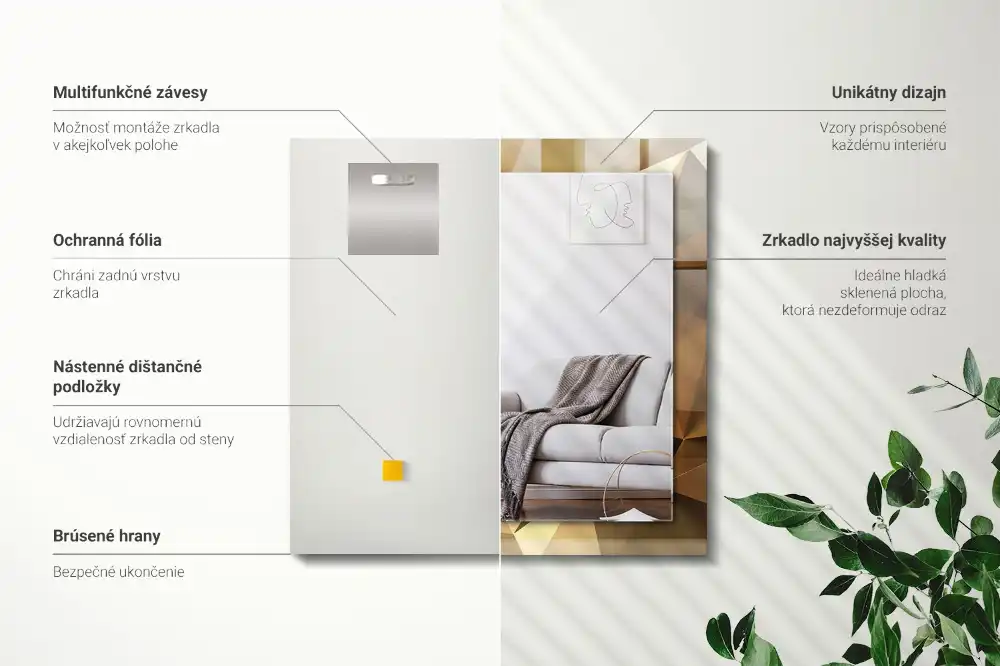 Pravokotne okrasno ogledalo geometrijske oblike