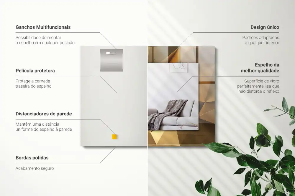 Pravokotne okrasno ogledalo geometrijske oblike