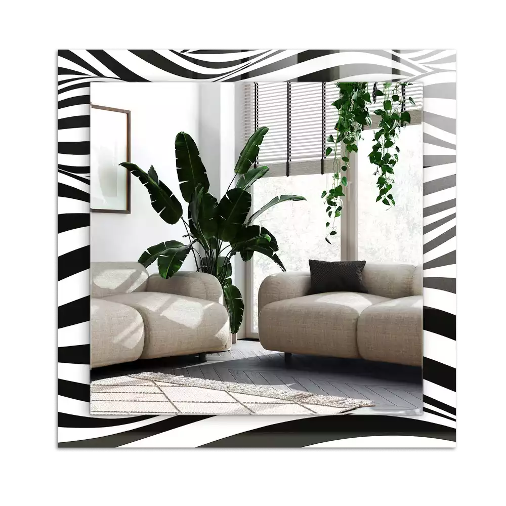 Tiskano pravokotne ogledalo Črno-beli valovi