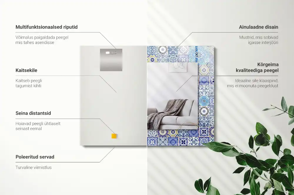 Pravokotne okrasno ogledalo Maroški vzorci