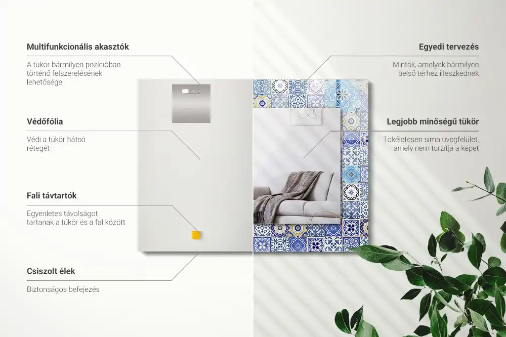 Pravokotne okrasno ogledalo Maroški vzorci