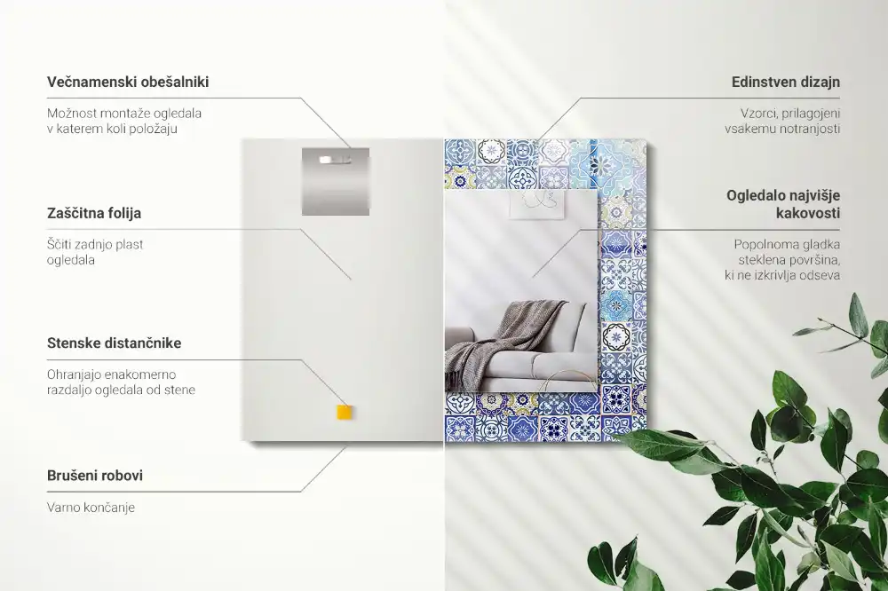 Pravokotne okrasno ogledalo Maroški vzorci