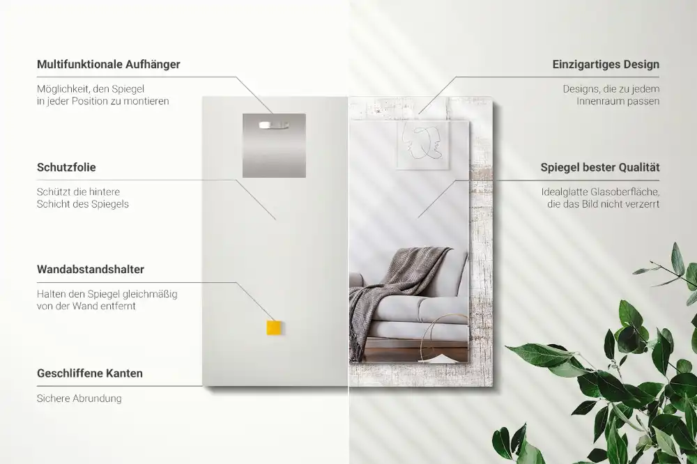 Tiskano pravokotne ogledalo Stari les