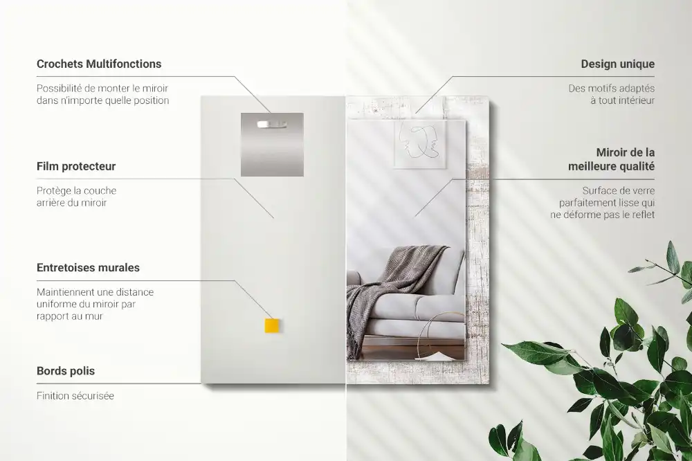 Tiskano pravokotne ogledalo Stari les