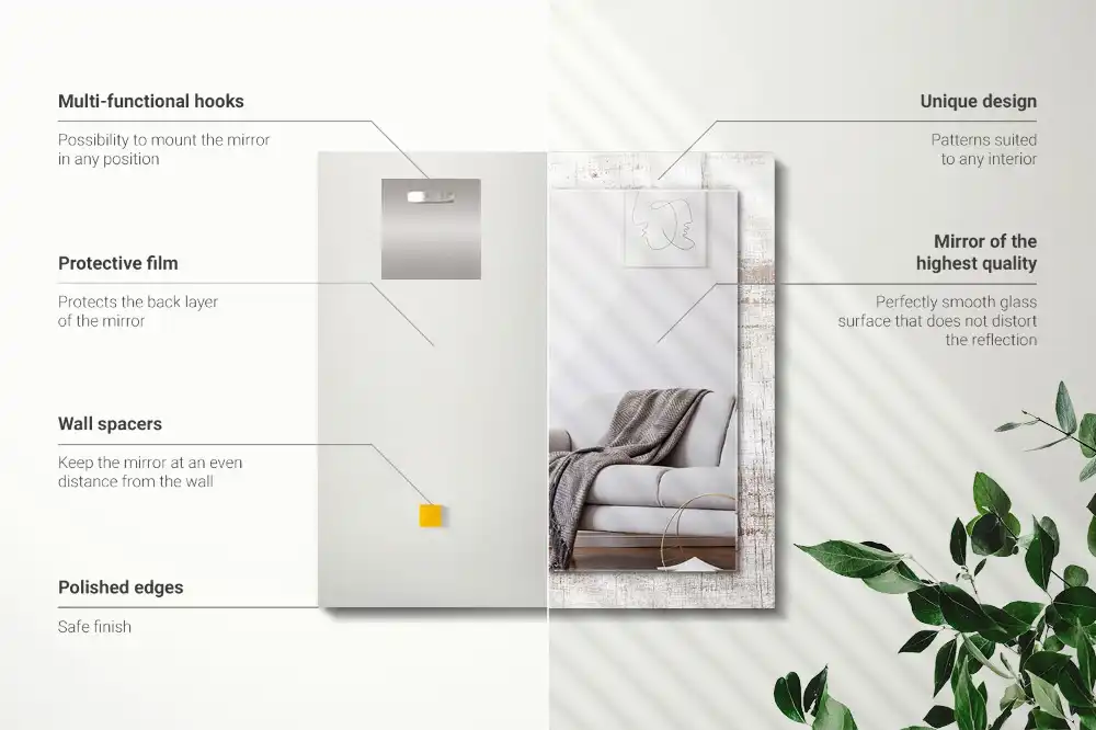 Tiskano pravokotne ogledalo Stari les