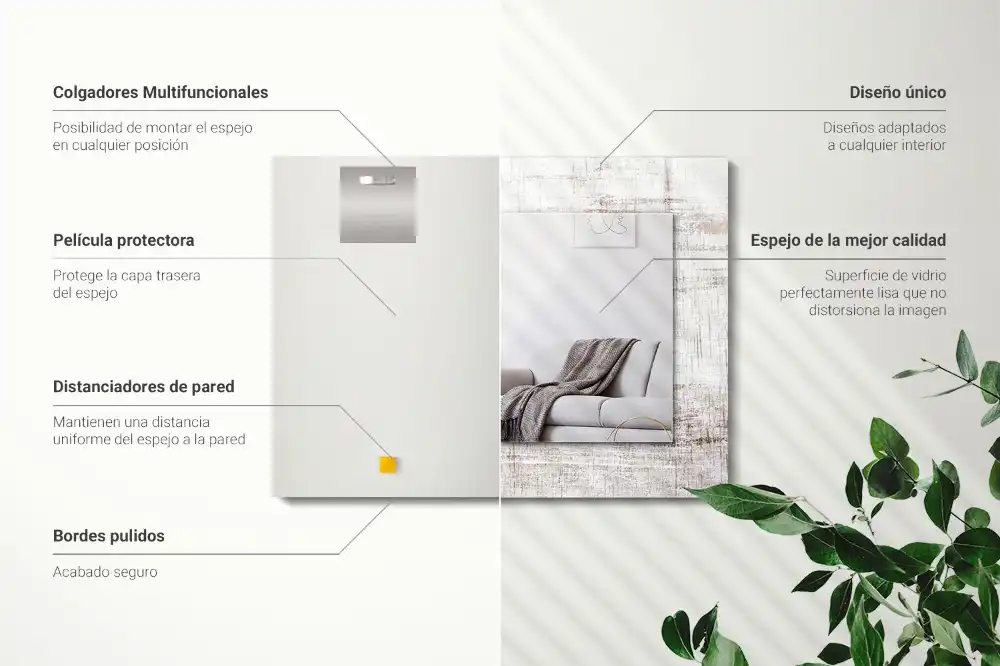 Tiskano pravokotne ogledalo Stari les