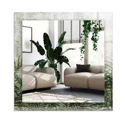 Pravokotne ogledalo s potiskanim okvirjem Zeleni listi praproti