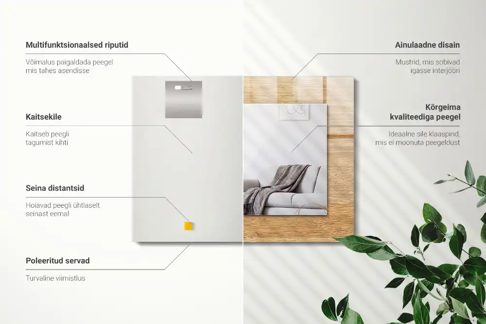 Pravokotne okrasno ogledalo Les s strukturo