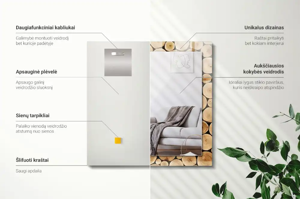 Tiskano pravokotne ogledalo Prečni prerezi drevesnih debel