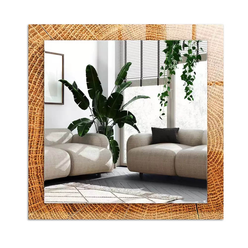 Pravokotne ogledalo s potiskanim okvirjem Prečni prerez drevesnega debla z rastnimi obroči