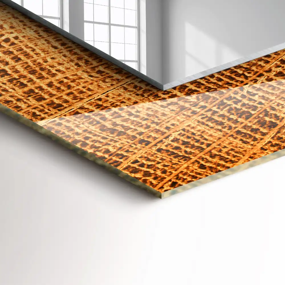 Pravokotne ogledalo s potiskanim okvirjem Prečni prerez drevesnega debla z rastnimi obroči