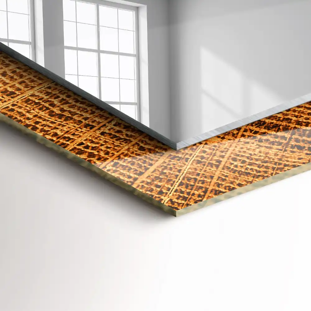 Pravokotne ogledalo s potiskanim okvirjem Prečni prerez drevesnega debla z rastnimi obroči