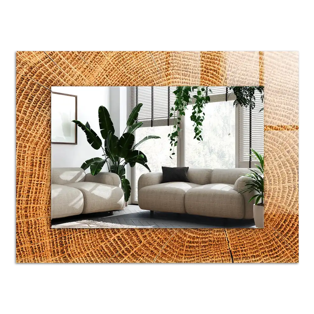 Pravokotne ogledalo s potiskanim okvirjem Prečni prerez drevesnega debla z rastnimi obroči