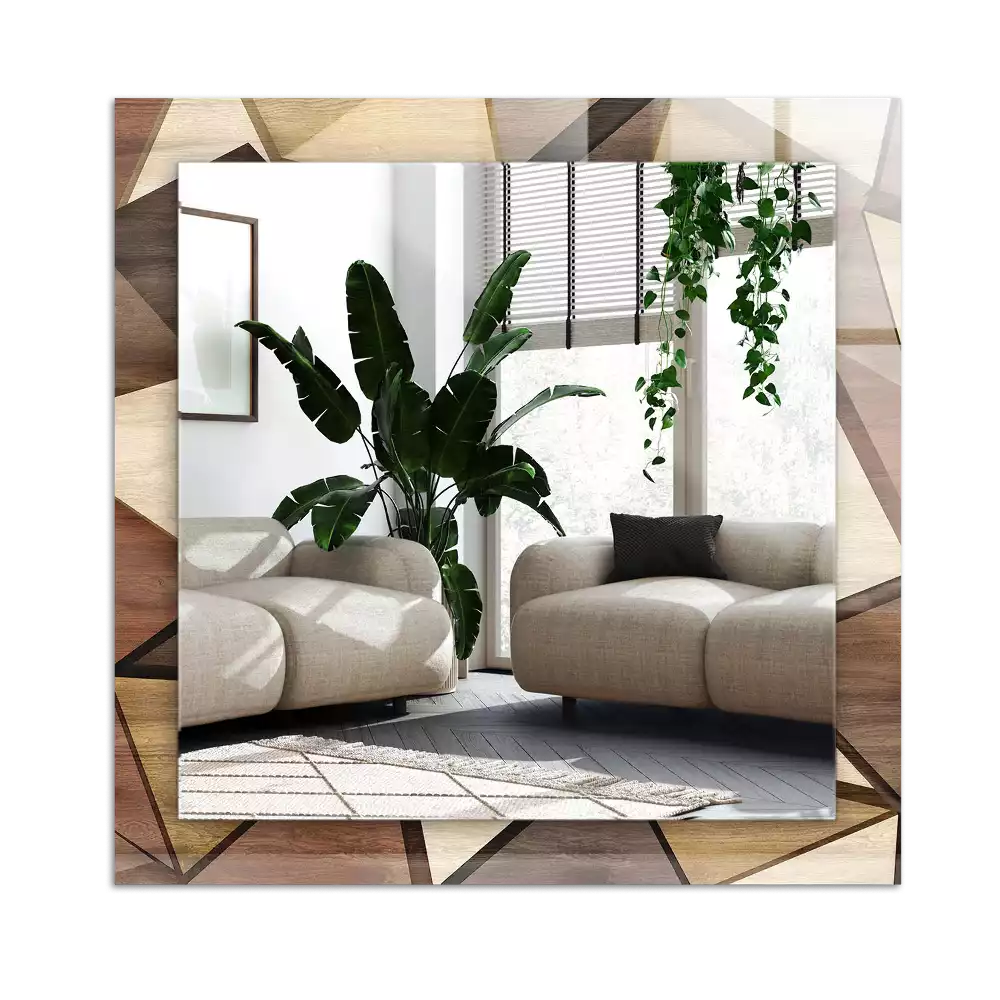 Pravokotne okrasno ogledalo Leseni geometrijski vzorci