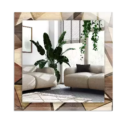 Pravokotne okrasno ogledalo Leseni geometrijski vzorci