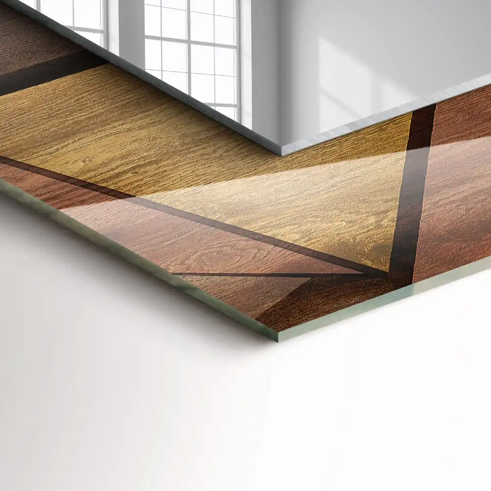 Pravokotne okrasno ogledalo Leseni geometrijski vzorci