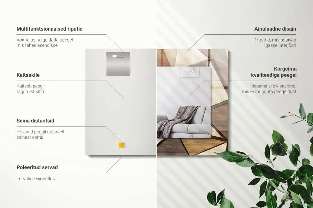 Pravokotne okrasno ogledalo Leseni geometrijski vzorci