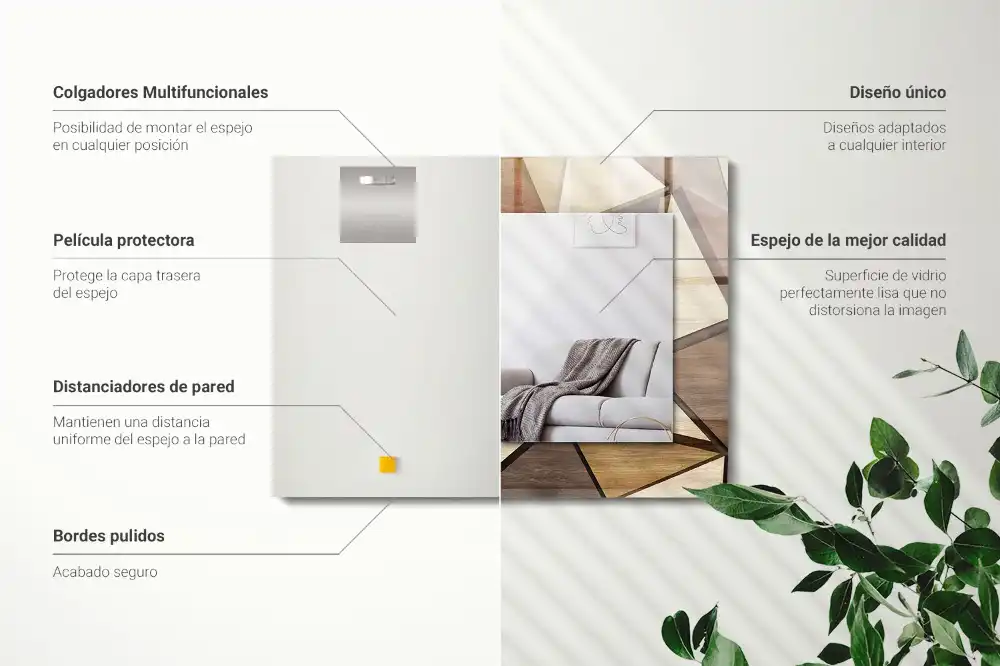 Pravokotne okrasno ogledalo Leseni geometrijski vzorci