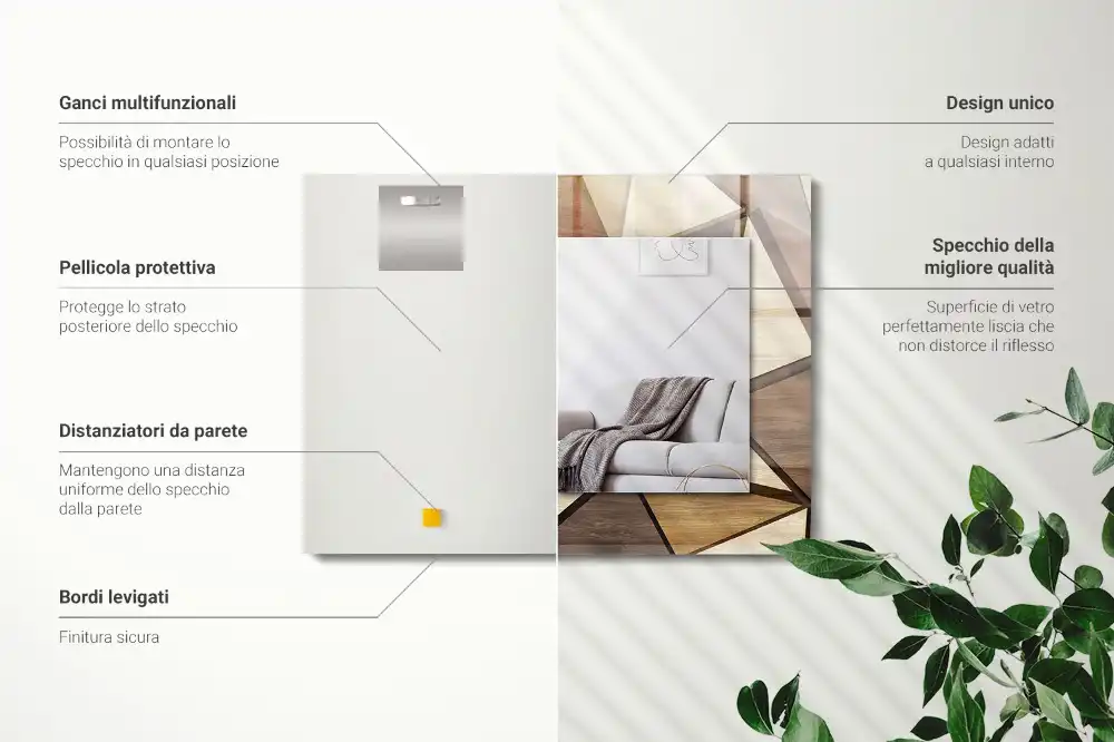 Pravokotne okrasno ogledalo Leseni geometrijski vzorci