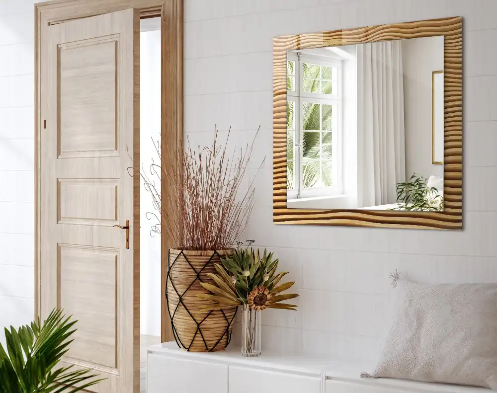 Tiskano pravokotne ogledalo Leseni valovi