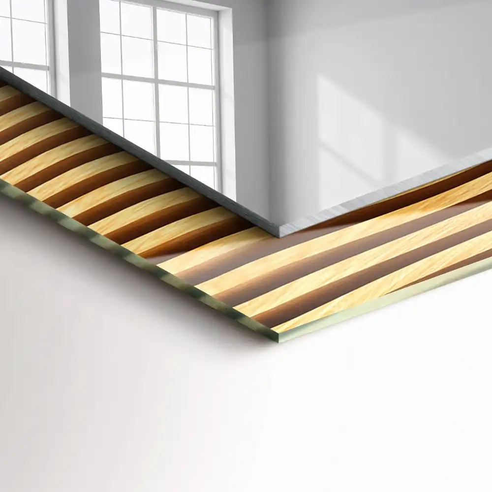 Tiskano pravokotne ogledalo Leseni valovi