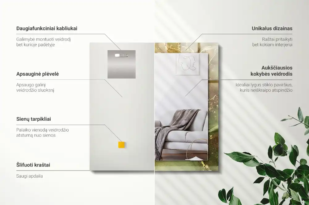 Pravokotne okrasno ogledalo Abstraktna umetnost