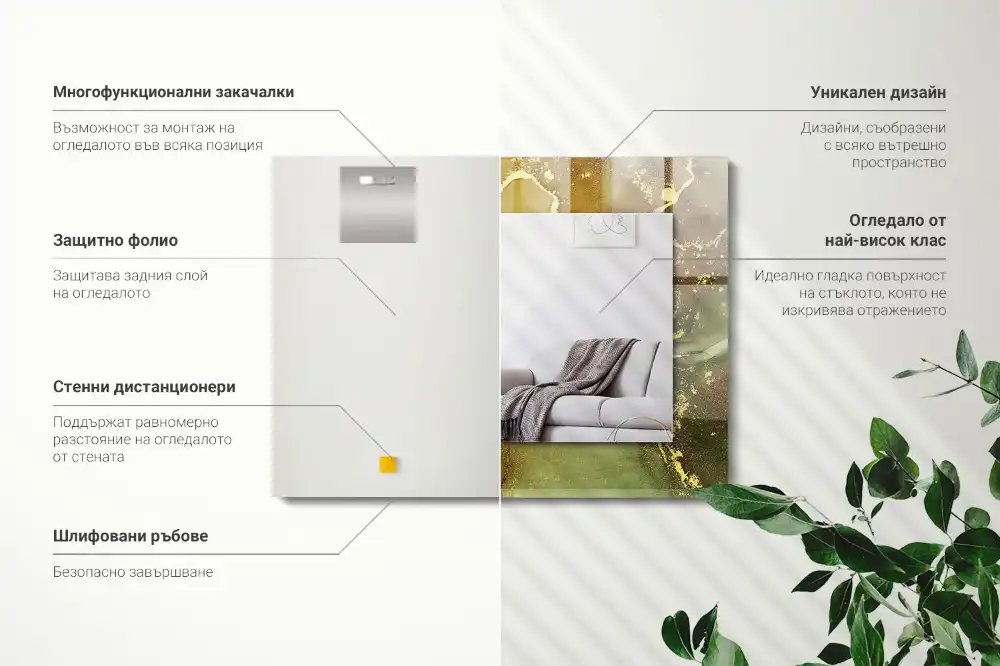 Pravokotne okrasno ogledalo Abstraktna umetnost