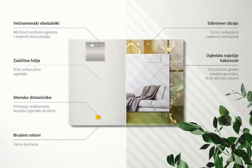 Pravokotne okrasno ogledalo Abstraktna umetnost