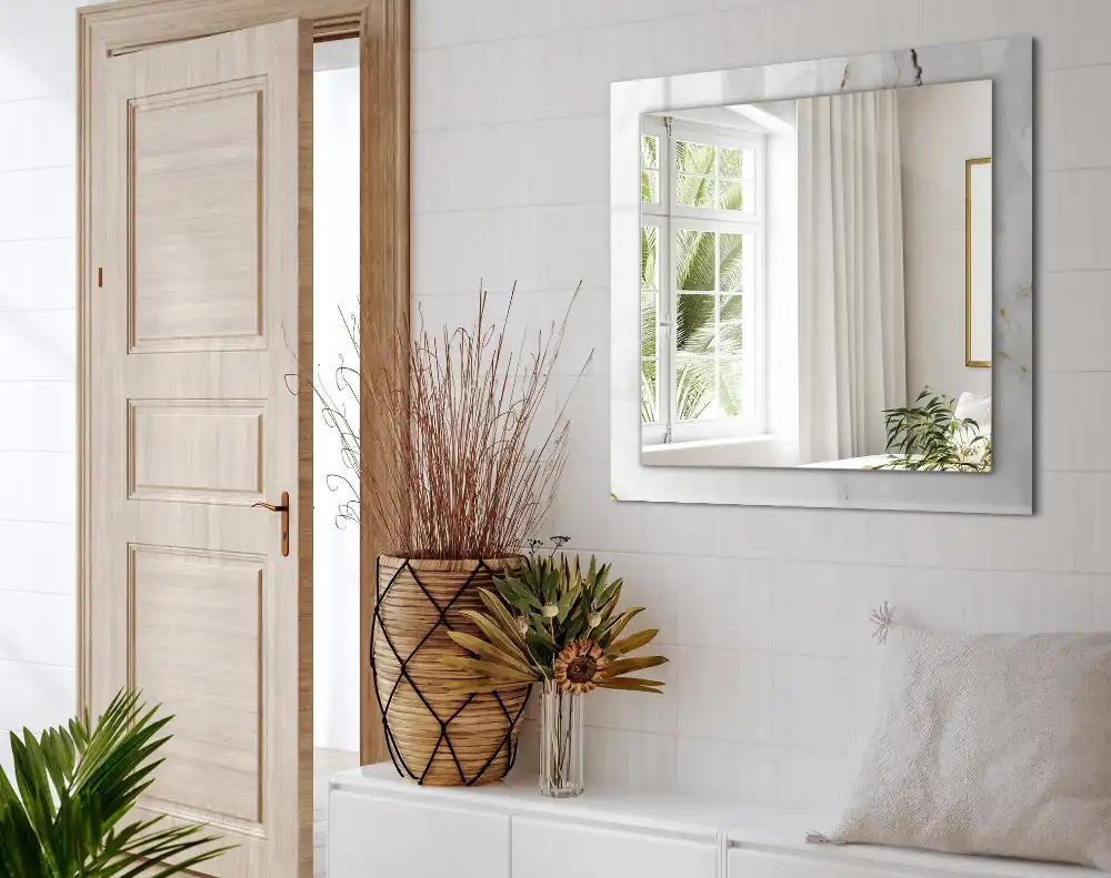 Tiskano pravokotne ogledalo Vzorec belega marmorja