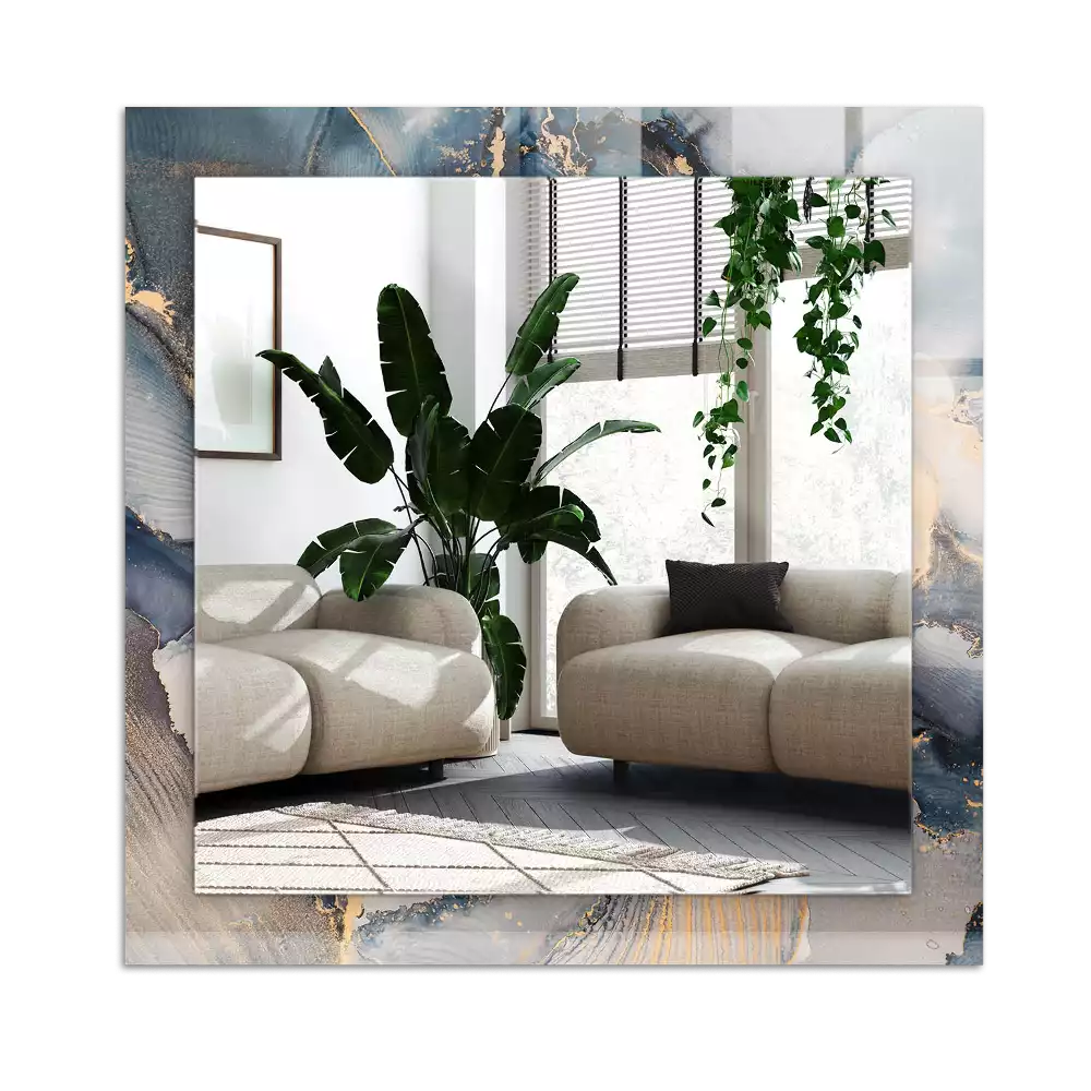 Pravokotne ogledalo s potiskanim okvirjem Abstraktna modra umetnost