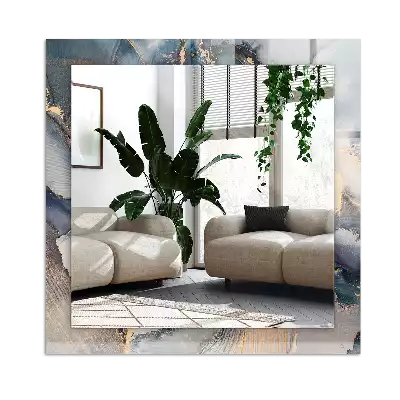 Pravokotne ogledalo s potiskanim okvirjem Abstraktna modra umetnost