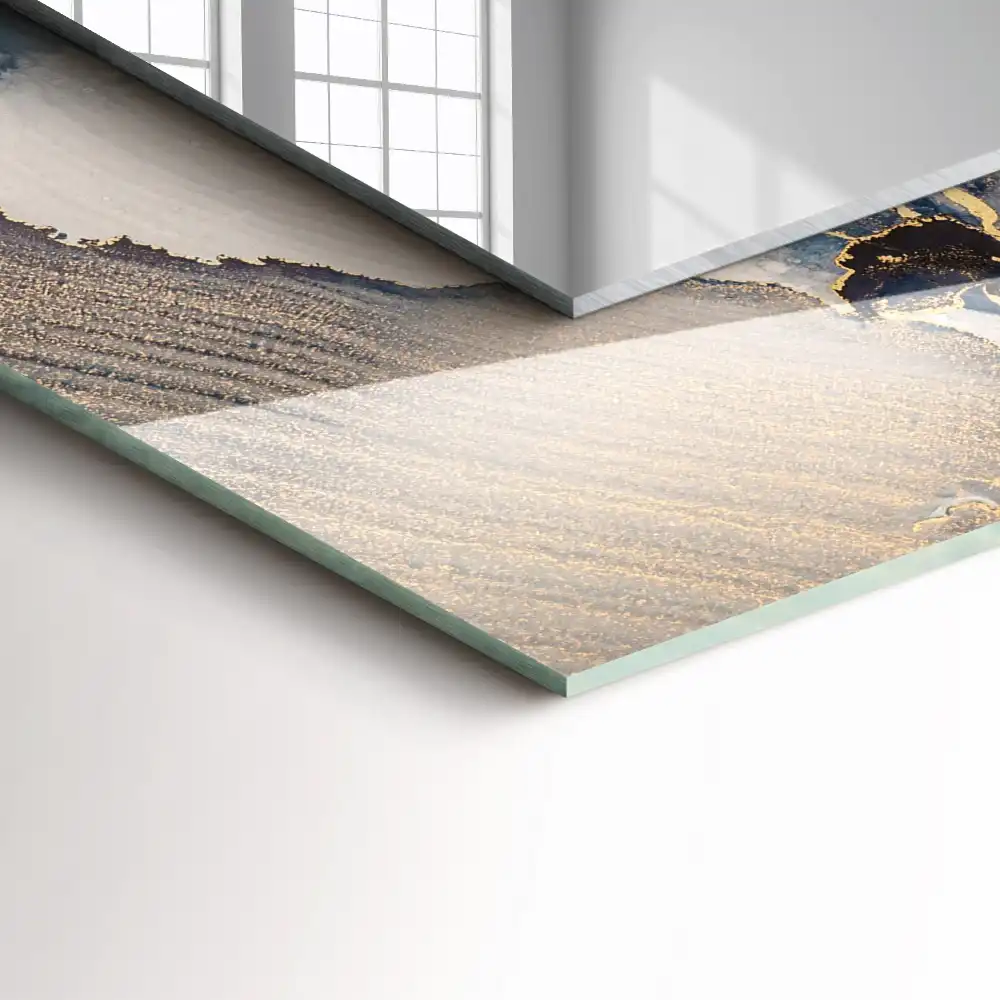 Pravokotne ogledalo s potiskanim okvirjem Abstraktna modra umetnost