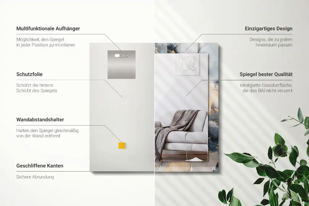 Pravokotne ogledalo s potiskanim okvirjem Abstraktna modra umetnost