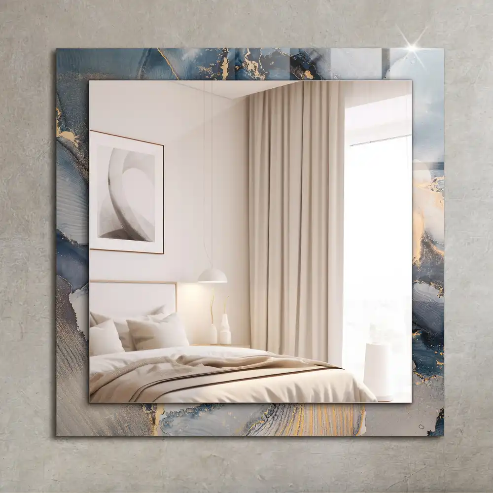 Pravokotne ogledalo s potiskanim okvirjem Abstraktna modra umetnost