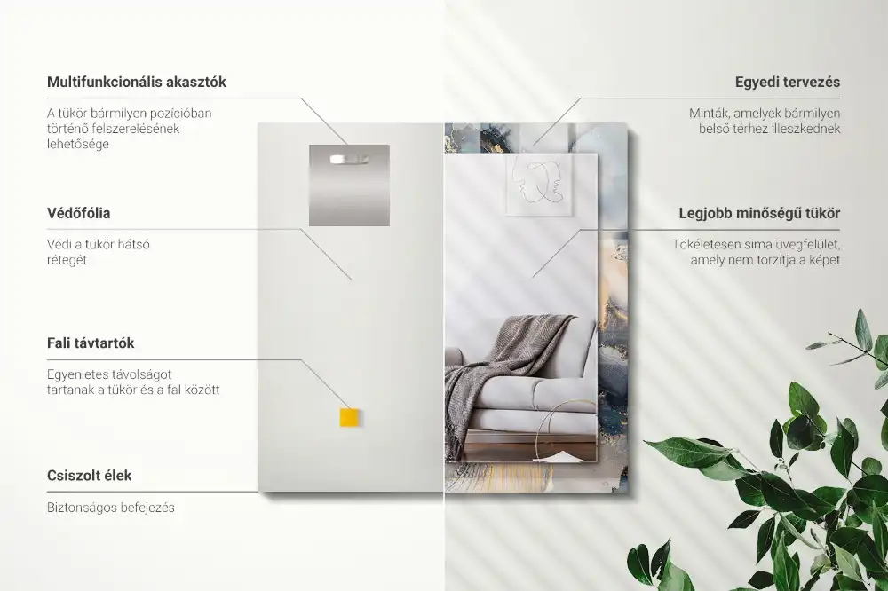 Pravokotne ogledalo s potiskanim okvirjem Abstraktna modra umetnost