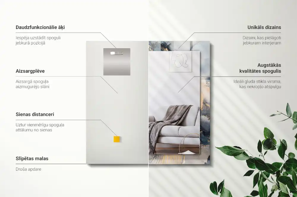 Pravokotne ogledalo s potiskanim okvirjem Abstraktna modra umetnost