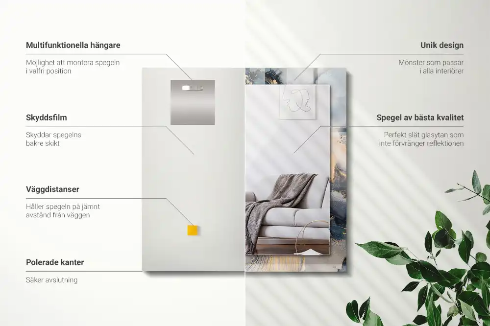 Pravokotne ogledalo s potiskanim okvirjem Abstraktna modra umetnost