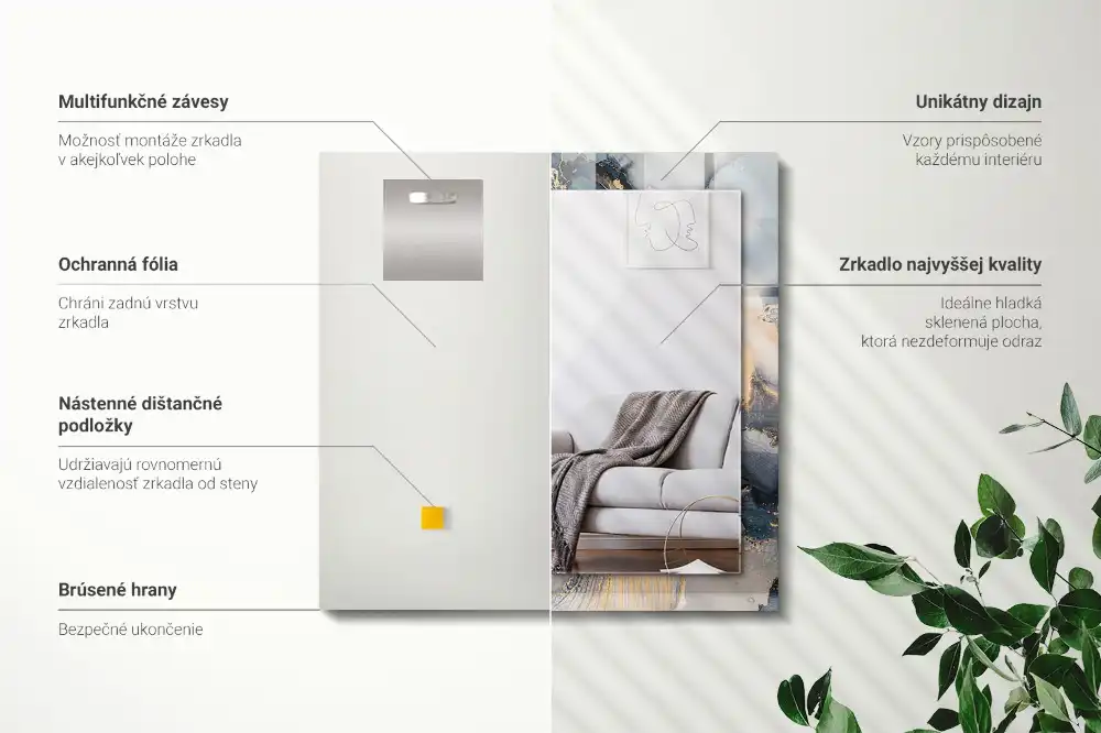 Pravokotne ogledalo s potiskanim okvirjem Abstraktna modra umetnost