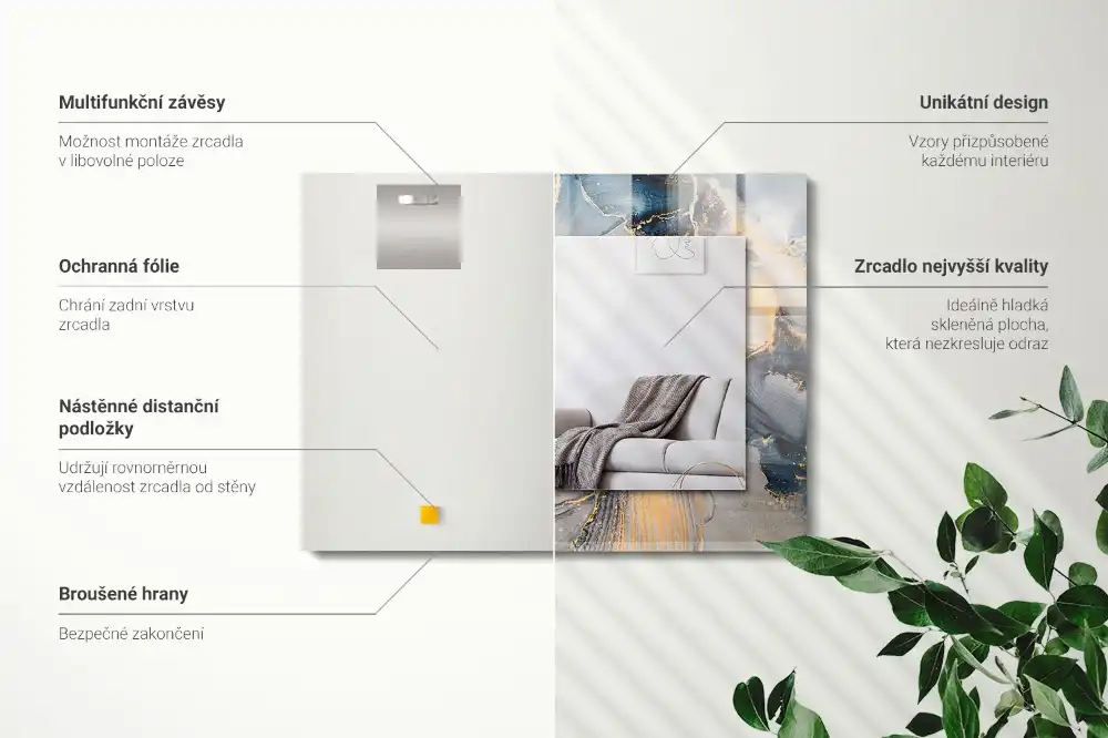 Pravokotne ogledalo s potiskanim okvirjem Abstraktna modra umetnost