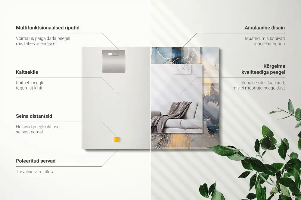 Pravokotne ogledalo s potiskanim okvirjem Abstraktna modra umetnost