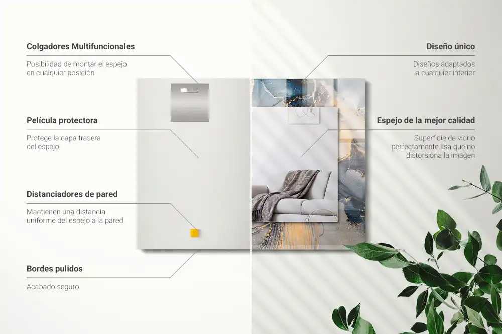 Pravokotne ogledalo s potiskanim okvirjem Abstraktna modra umetnost