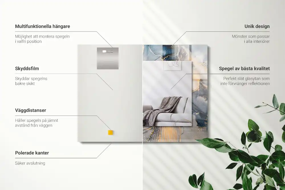 Pravokotne ogledalo s potiskanim okvirjem Abstraktna modra umetnost