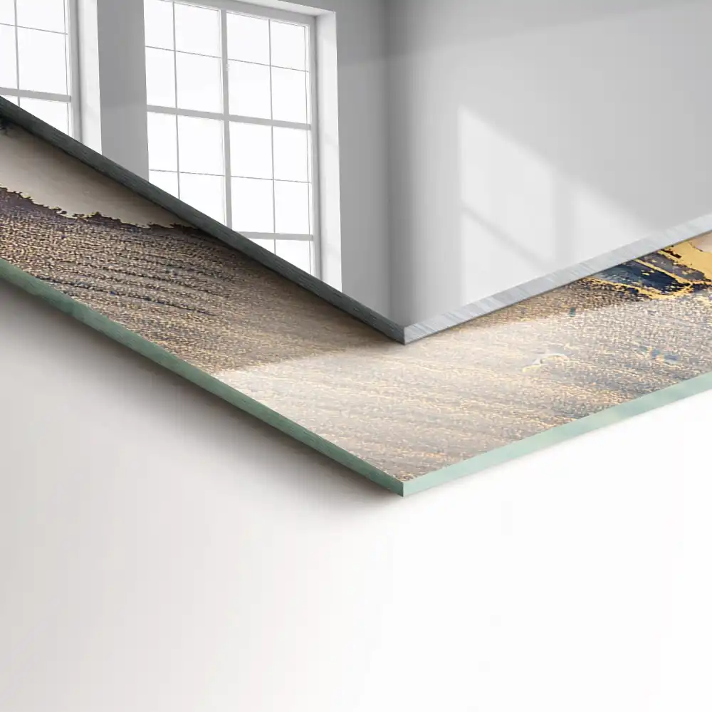 Pravokotne ogledalo s potiskanim okvirjem Abstraktna modra umetnost