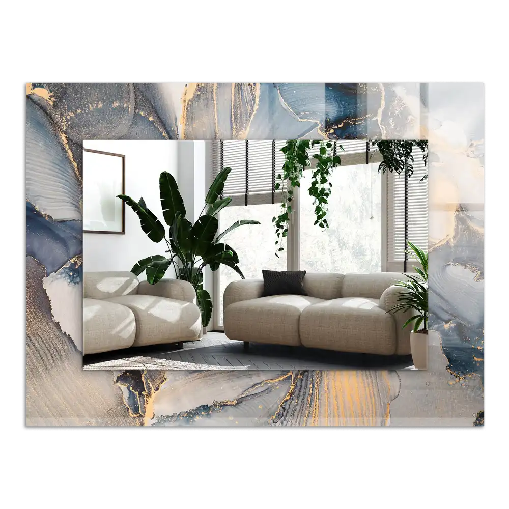 Pravokotne ogledalo s potiskanim okvirjem Abstraktna modra umetnost