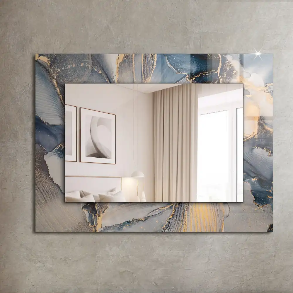 Pravokotne ogledalo s potiskanim okvirjem Abstraktna modra umetnost