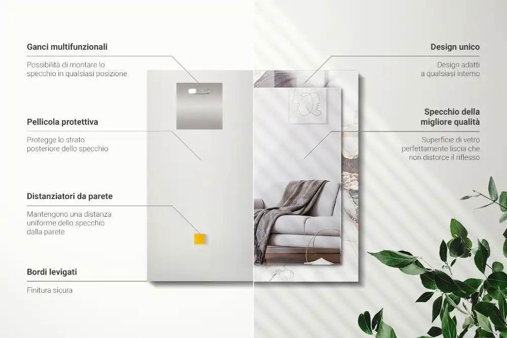 Pravokotne okrasno ogledalo Abstraktna marmorna umetnost