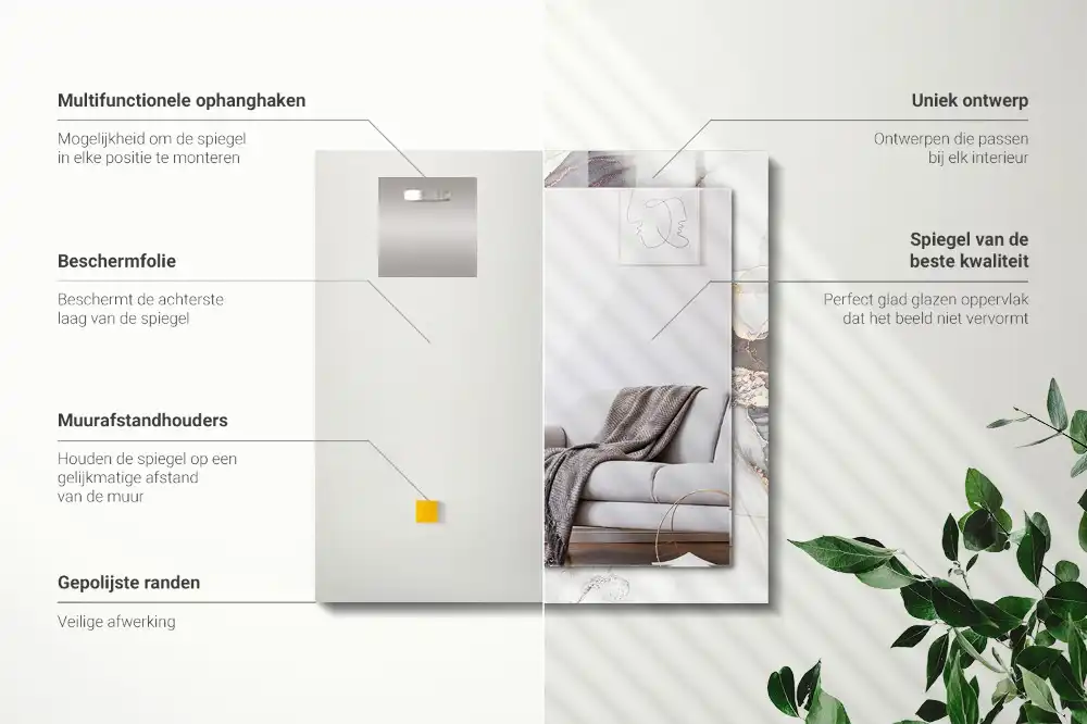 Pravokotne okrasno ogledalo Abstraktna marmorna umetnost