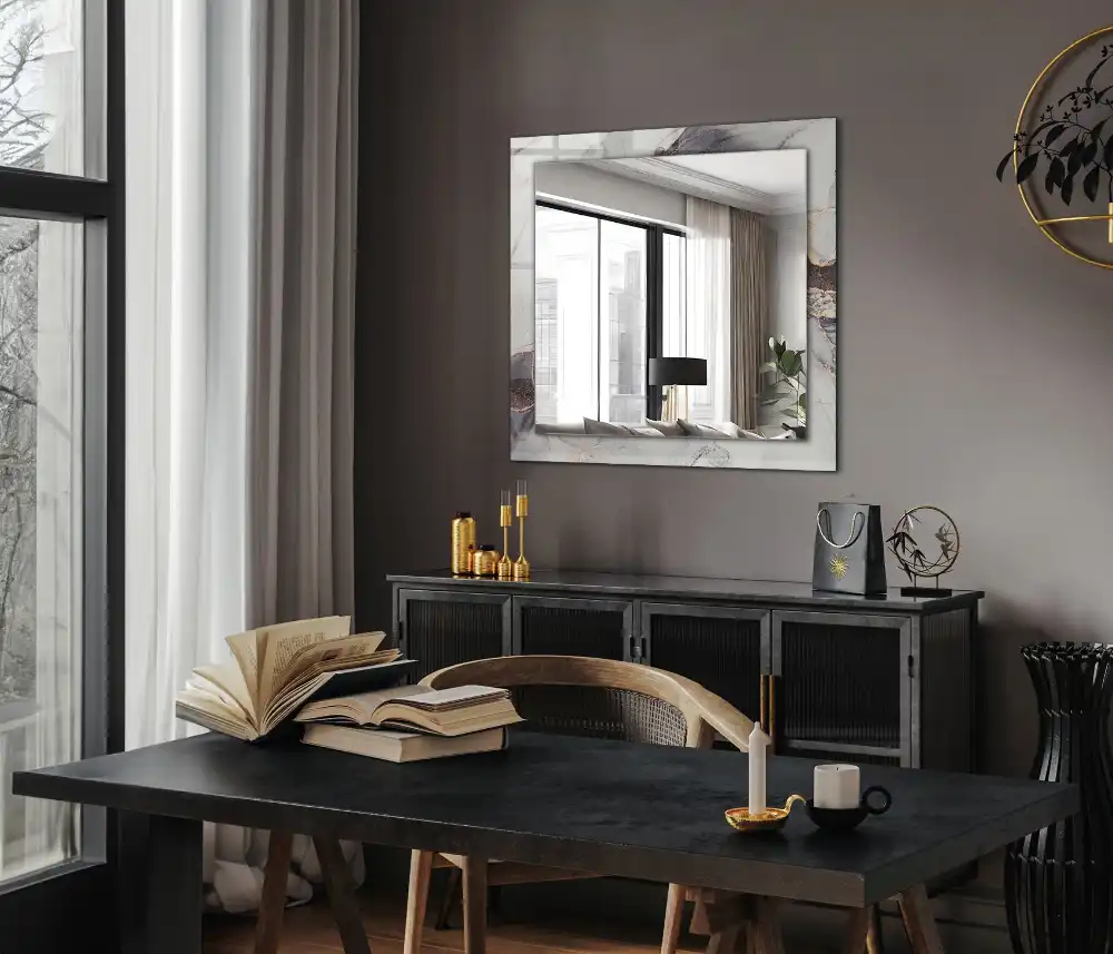 Pravokotne okrasno ogledalo Abstraktna marmorna umetnost