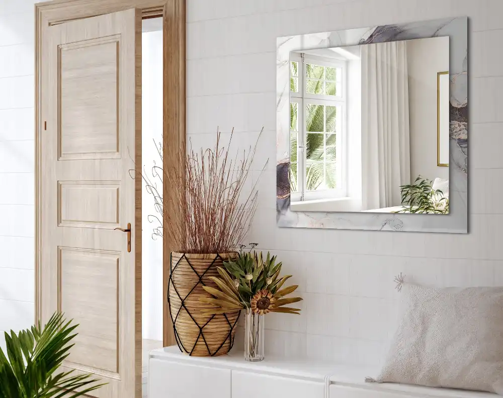 Pravokotne okrasno ogledalo Abstraktna marmorna umetnost